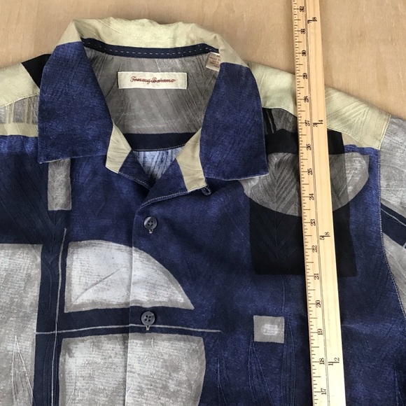 Tommy Bahama Mens Medium Button Up Silk Shirt Geometric Print - Picture 8 of 8